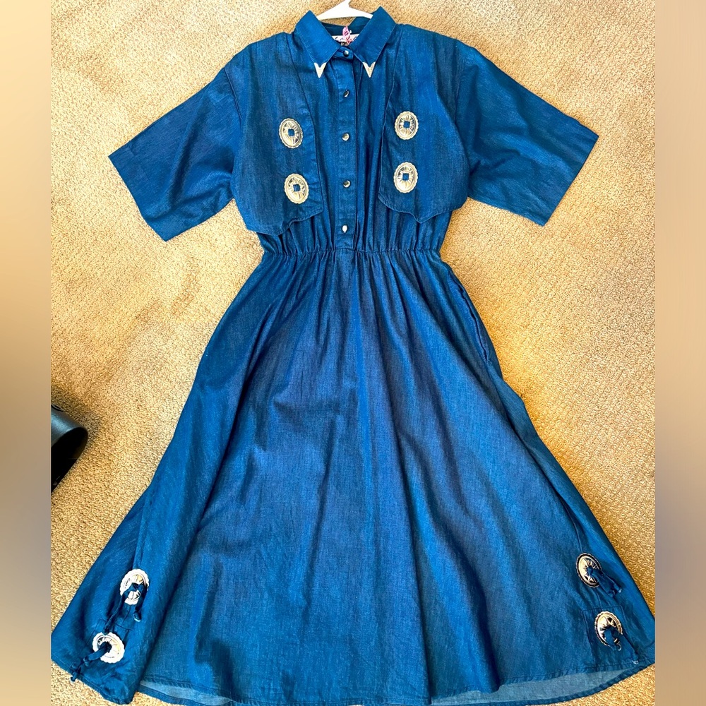 Vintage Blue Midi Dress